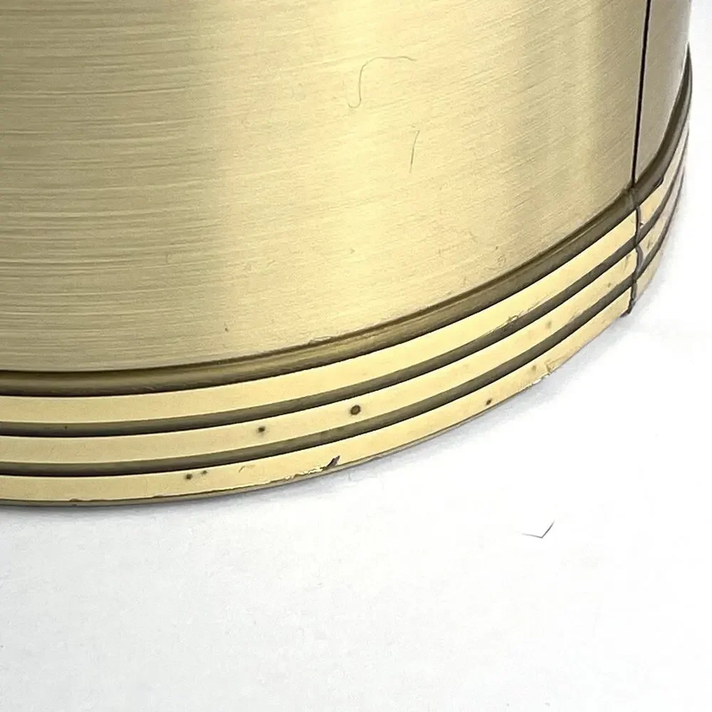 VTG Shelton Designs Brushed Gold Insulated Ice Bucket Metal Handle Lucite Lid US